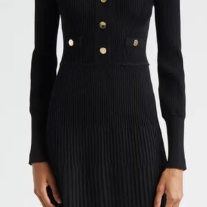 Veronica Beard Elegant Black Dress with Gold Buttons